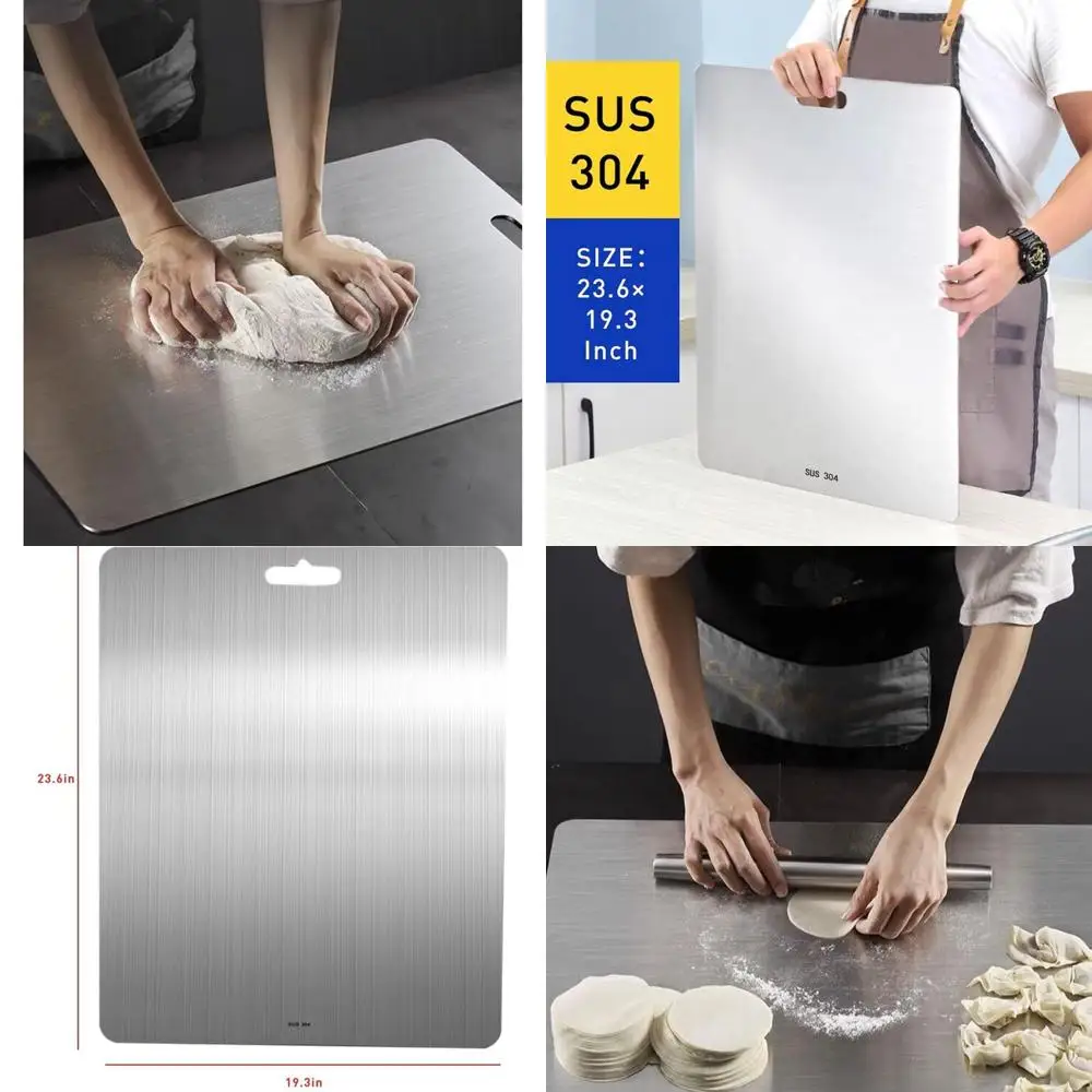 

Large 23.6 x 19.3 304 Stainless Steel Chopping Board, Ideal for Meat, Vegetables, Fruit, Fish, and Cheese, Easy Cleaning