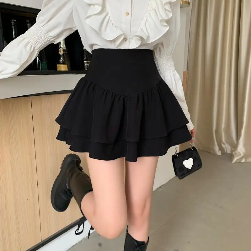 Mini Short Skirt Women A-Line Tight High Waist Fashion Elegant Skirt Office Lady Summer Cute Kawaii Cake Large Size Preppy Skirt