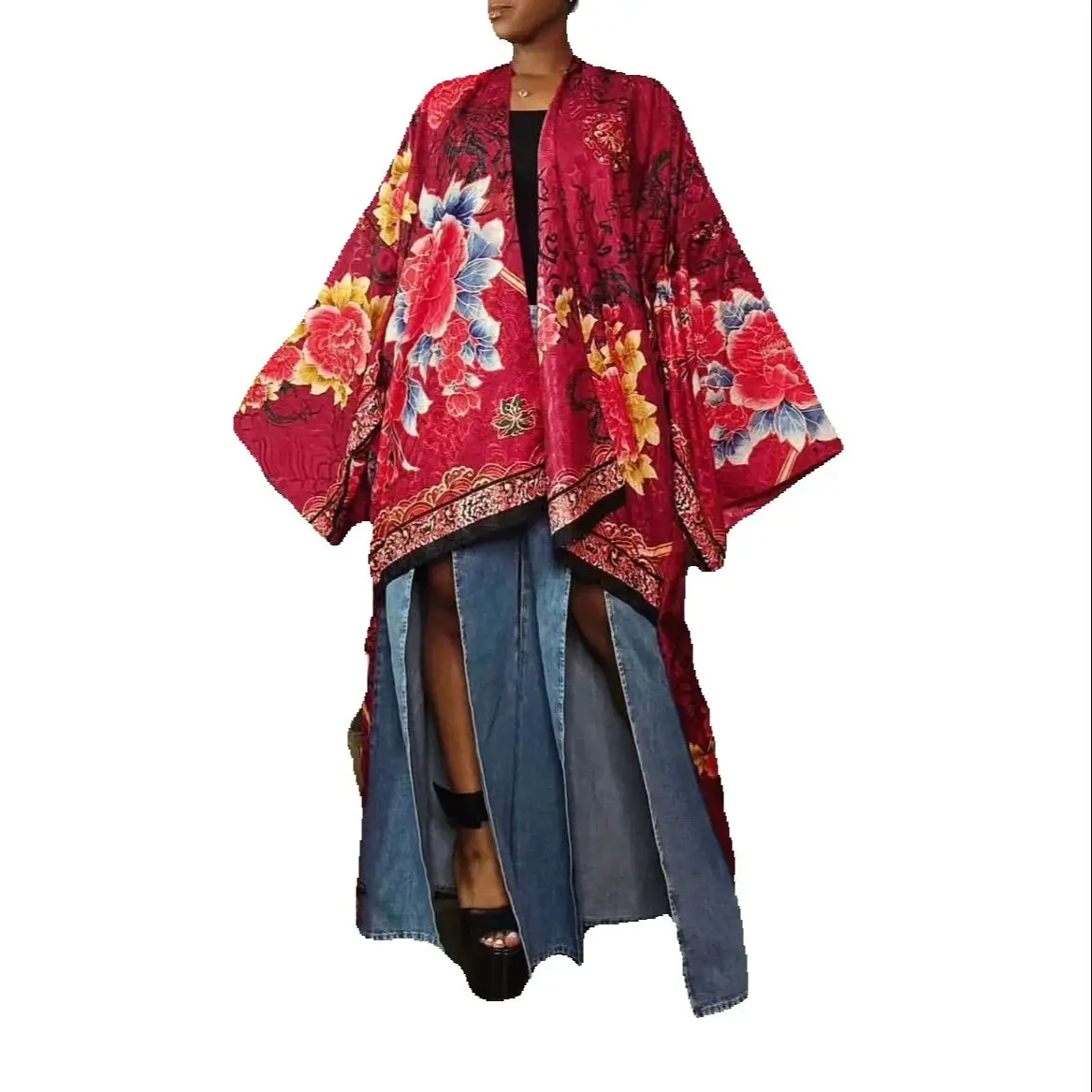 

Beer Festival Women's Tropical Print Kimono Casual Dress Vacation Cover-Up Swim Skirt African Female Back Long Loose Cardigans