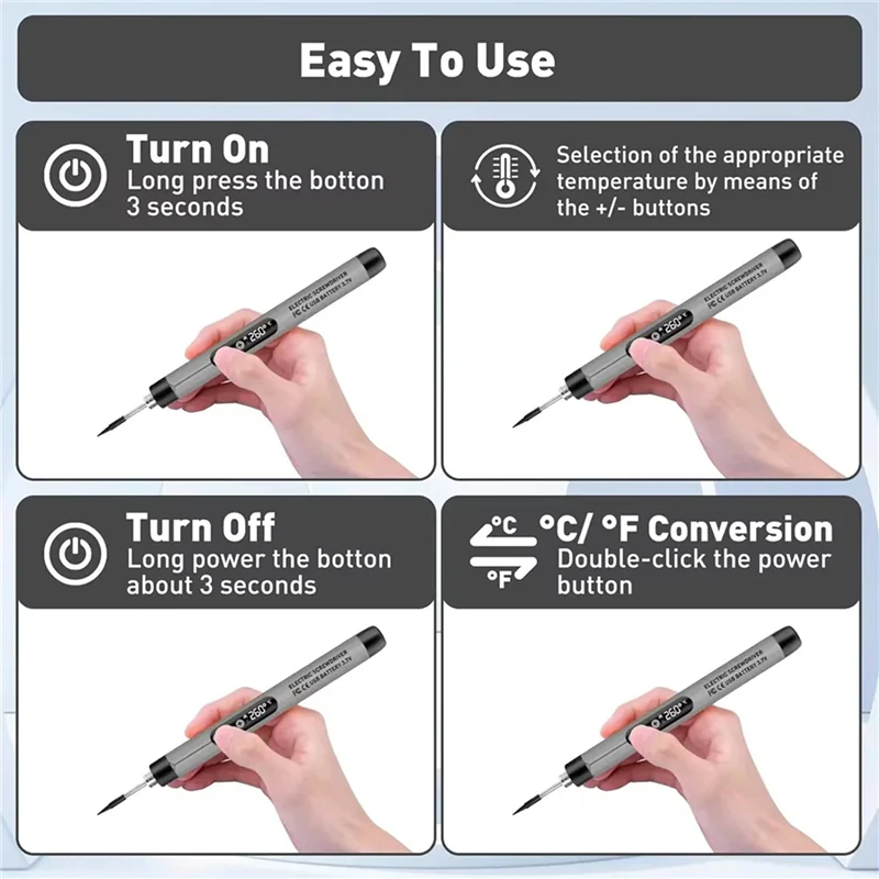 PORK-2X ミニコードレスはんだごてキット USB ポータブルはんだごて LCD 温度調節可能なはんだキット グレー