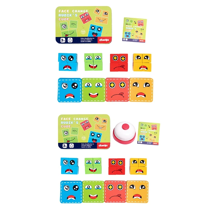 

Face Changing Square Building Game Matching Expression Puzzle Toy With Bell Board Games For Family Kids And Adults