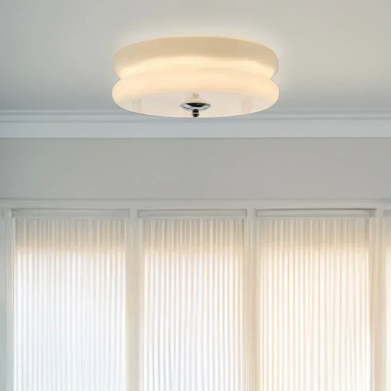 

Nordic Cream Style Circular Ceiling Light Bauhaus Glass Ceiling Light Minimalist Living Room Dining Room and Bedroom