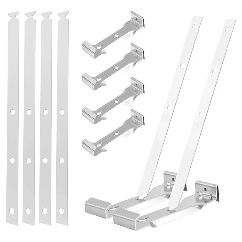 

ABZC-Gutter Clips With Straps 30 Sets 5" Aluminum Roof Gutter Hangers 5" For Eavesless Fixing Aluminum And Steel Gutters