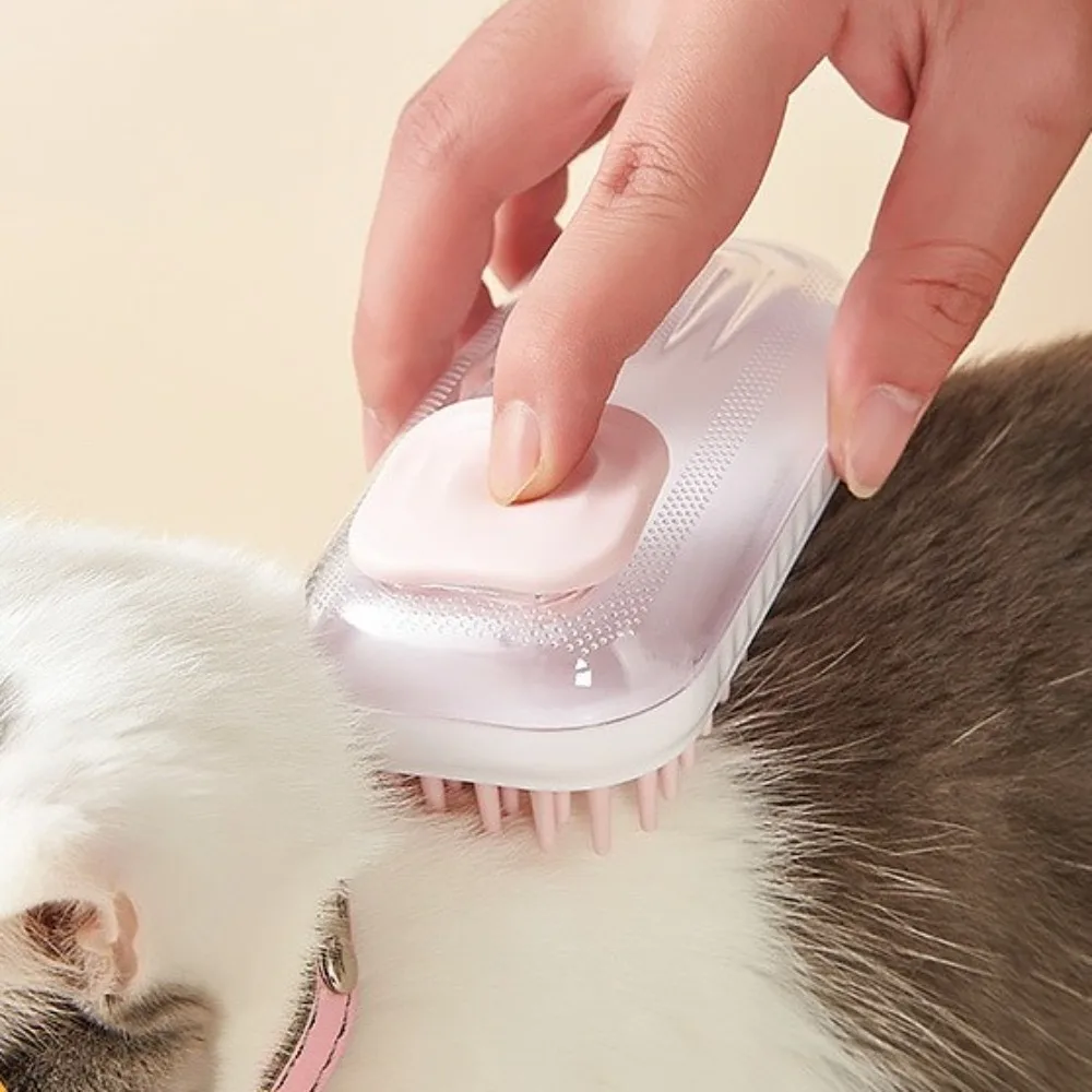 Silicone Pet Bath Brush Refillable Shower Gel Ergonomic handle Dog Massage Brush Wet Dry Dual-use Hair Removal Cat Grooming Comb