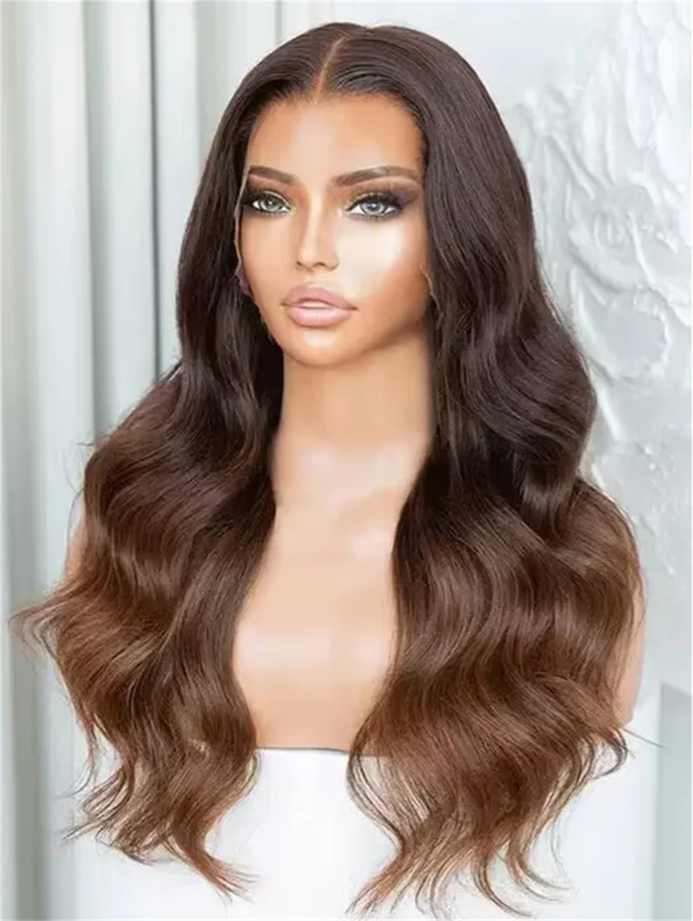 Ombre Brown 5x5 Silk Base Soft  24Inch Wave Jewish Human Hair Wig With Baby Hair HD Lace European Hair Preplucked Glueless