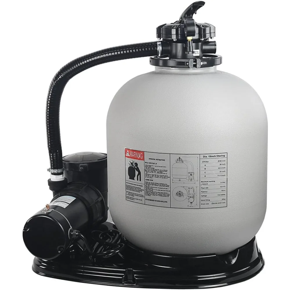

19" inch Sand Filter with 1.5HP Pool Pump 4500GPH Above Ground Swimming Media System