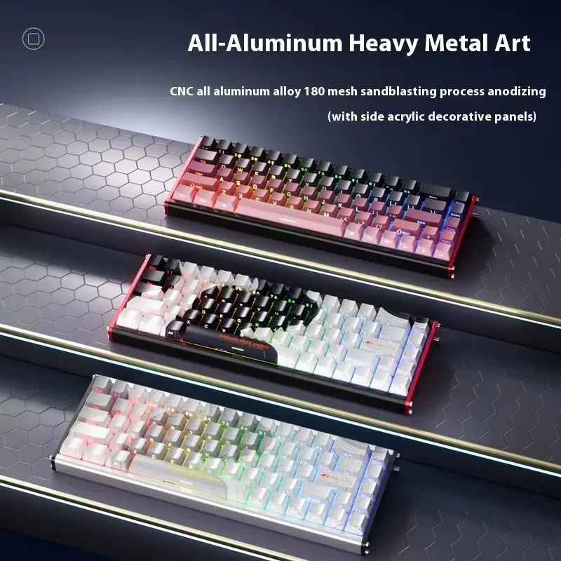 Ajazz Alux68 Magnetische as Bedraad mechanisch toetsenbord Volledig aluminium Cnc Contourlijn Aangepast Hot Plug Gaming Esports-toetsenbord