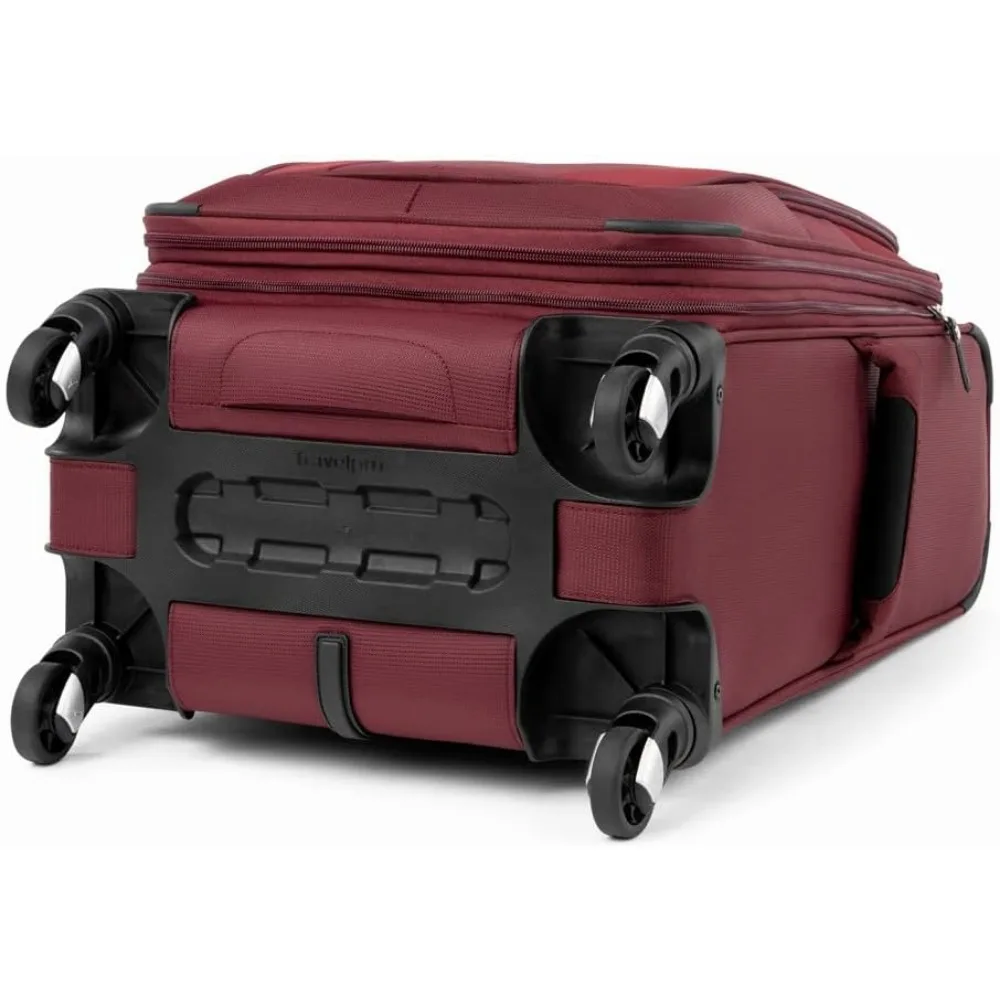 Lightweight Expandable 4-Wheel Spinner Carry-On Luggage, Softside Suitcase for Men and Women, Burgundy, Travel-Friendly