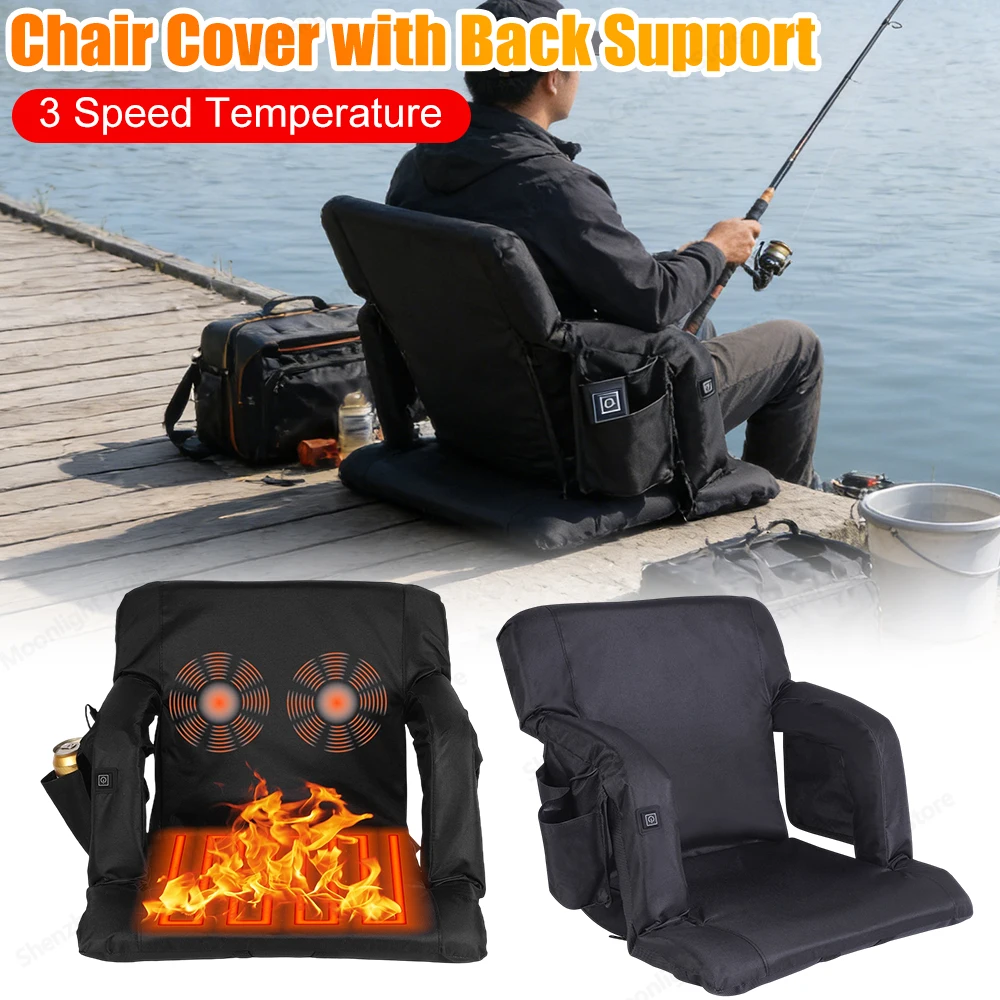 

Heated Stadium Chairs for Bleachers with Back Support 3-Level Heating Foldable Bleacher Chair Reclining Positions for Outdoor