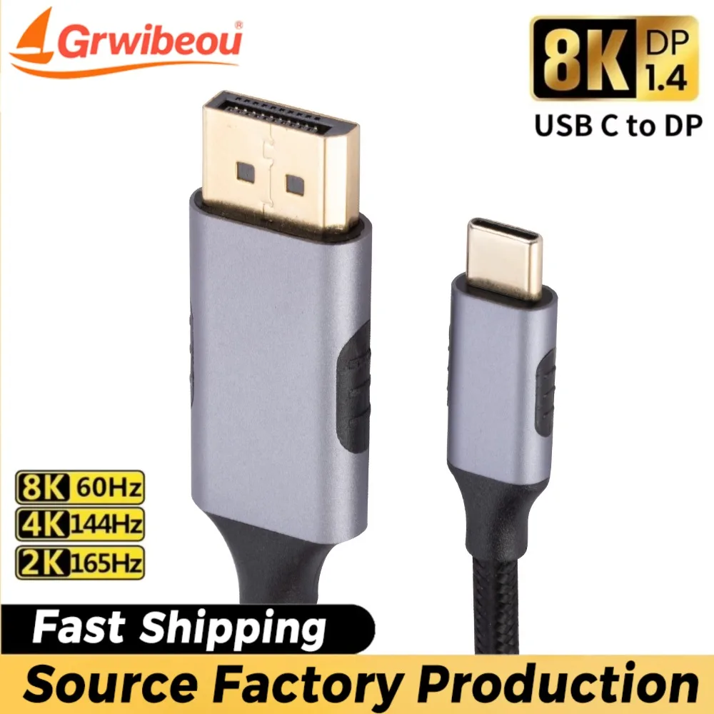 1.8m USB-C to DP-Compatible Cable 8K@60Hz DP Type C 3.1 to 4K 144Hz 1.4 Audio Cable Thunderbolt 3 4 For MacBook Air Pro Samsung