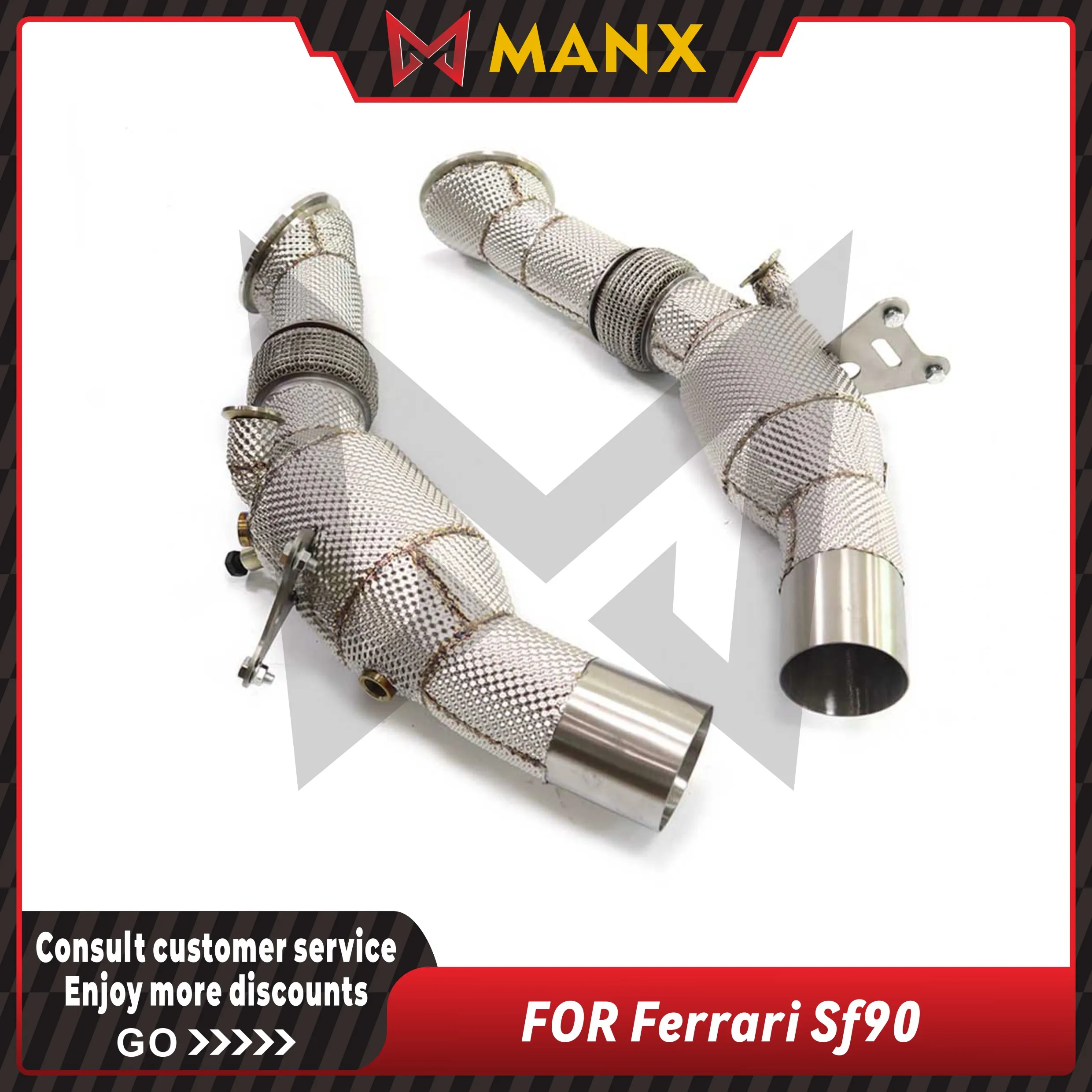 Suitable for Ferrari SF90 2019+ Stainless steel Downpipe Performance Exhaust fitting with heat shield Lossless installation