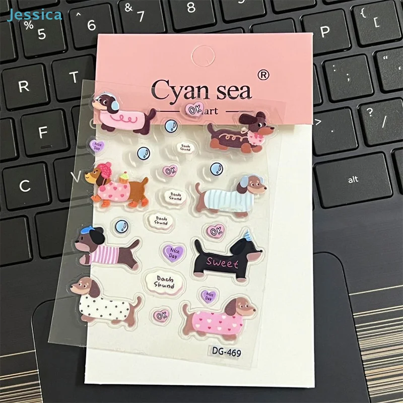 

♥ Набор 3D-наклеек с милой таксой — очаровательные декоративные наклейки с колбасой для скрапбукинга, журналов и чехлов для телефонов