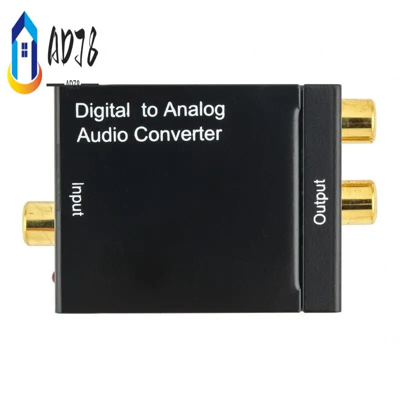 AD78-Digital Optical Toslink SPDIF Coax To Analog RCA Audio Converter Adapter With Fiber Cable
