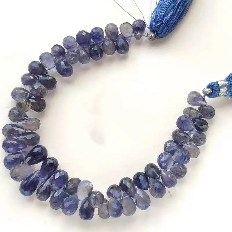 one PIECE loose beads IOLITE  drop faceted 7-8mm  for DIY jewelry making FPPJ wholesale beads nature gem stone