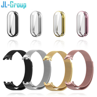 Metal Strap For Xiaomi Mi Band 8 9 10 Bracelet With TPU Case Screen Soft Protector Milanese Magnetic Loop Replacement Watchband