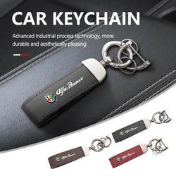 Car Key Chain Luxury Genuine Leather Buckle Car Accessories For Alfa Romeo Giulia 147 Mito 156 159 166 GT Stelvio Brera Volante