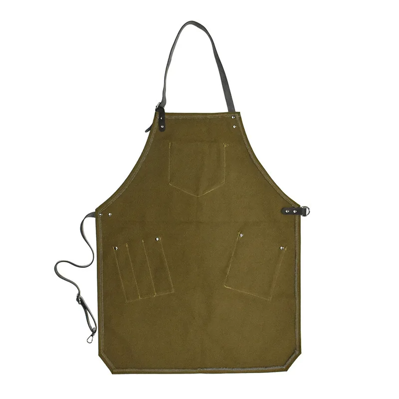 

Thick canvas double straps plain color apron, kitchen, household, gardening apron, work apron, durable and sturdy, safe material