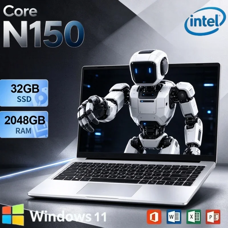 14.1 Inch Slim Portable Notebook Intel N150 32GB RAM 2TB SSD 1920×1080 Screen Windows 11 PC For Office Data Processing