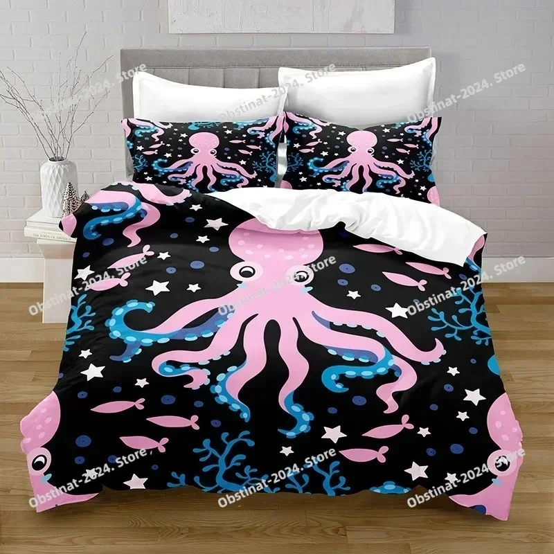 

2025 Ocean Fish Duvet Cover Marine Theme Bedding Set Twin For Boys Girl Decor Microfiber Sea Underwater World Comforter Cover