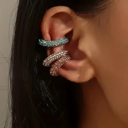 1pc No Piercing C-shaped Chunky Ear Cuff Earrings Rhinestone Decor Ear Cuff Fashion Earrings for Women Party Jewelry