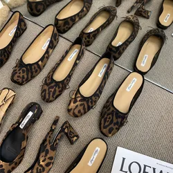 2024 Summer New Women Slipper Fashion Leopard Print Ladies Elegant Flat Shoes Soft Outdoor Dress Sandal Pointed Beach Slides