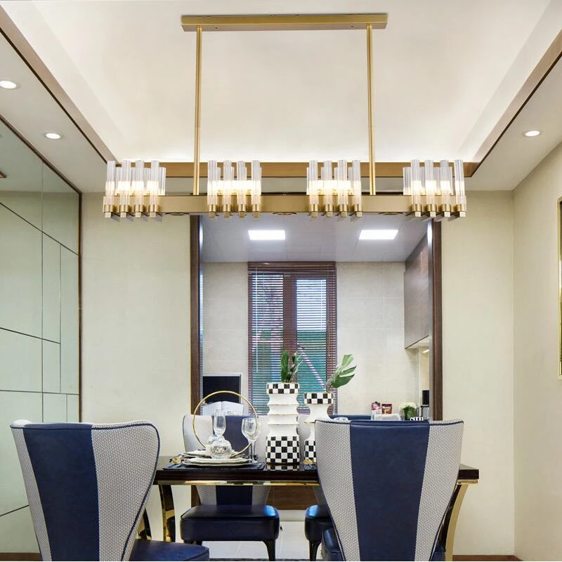 Nordic rectangle Crystal Restaurant Light Postmodern Hotel Lobby Creative Designer Personality Candlestick Chandelier