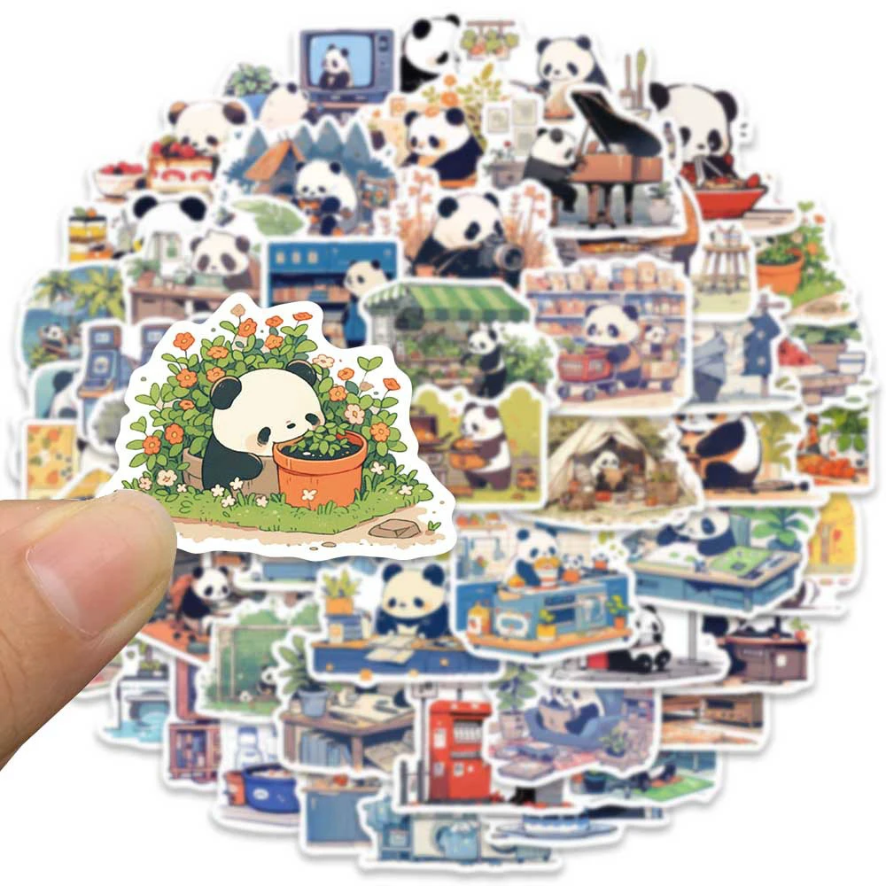 10/50Pcs Cartoon Cute Panda Varied Stickers Pack for Kids Travel Luggage Scrapbooking Phone Laptop Decoration Graffiti Decals