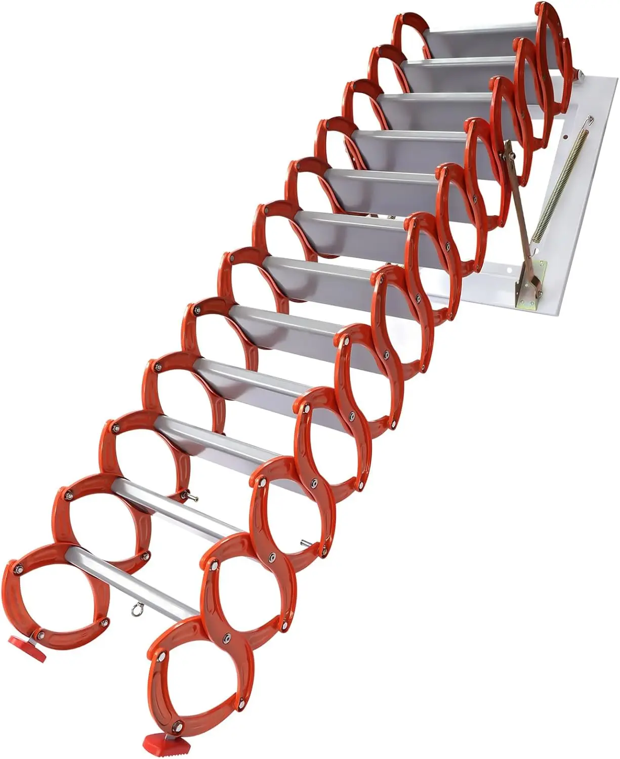 12-Stufen-Dachbodenleiter zur Wandmontage, herunterziehbare Loft-Stufen, Klapptreppe, Teleskop-Loftleiter aus Al-Mg-Legierung mit Armlehnen für