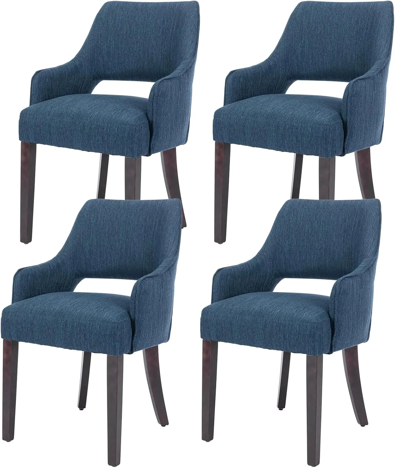 Dining Chairs Set Of 4 Linen Upholstered Accent Kitchen Chair With Hollow Back/Padded Seat/Wood Legs For Restaurant/Home Decor,