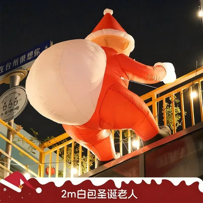 Large Glowing Inflatable Santa Claus and Christmas Tree Balloons for Holiday Decoration SuppliesGoods in stock
