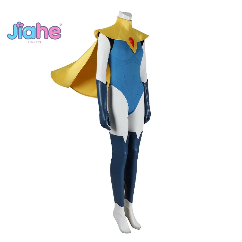 

Game Dispatch Blonde Blazer Cosplay Costume Women's fantasy jumpsuit, leg cover cloak mask shoes Halloween party uniform XS-XXXL