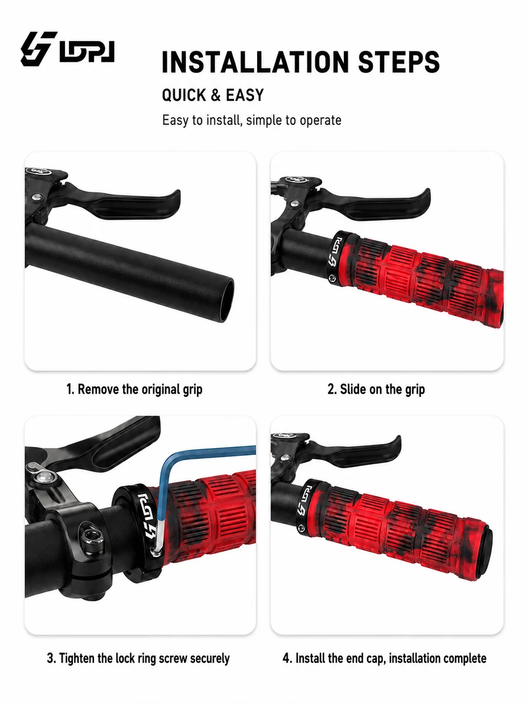 LDPJ Siebenfarbiges Mountainbike-Griffset TPE-Griff Einseitig Verriegelbar Rutschfest Zweifarbig Gemischte Farben – Detail 2