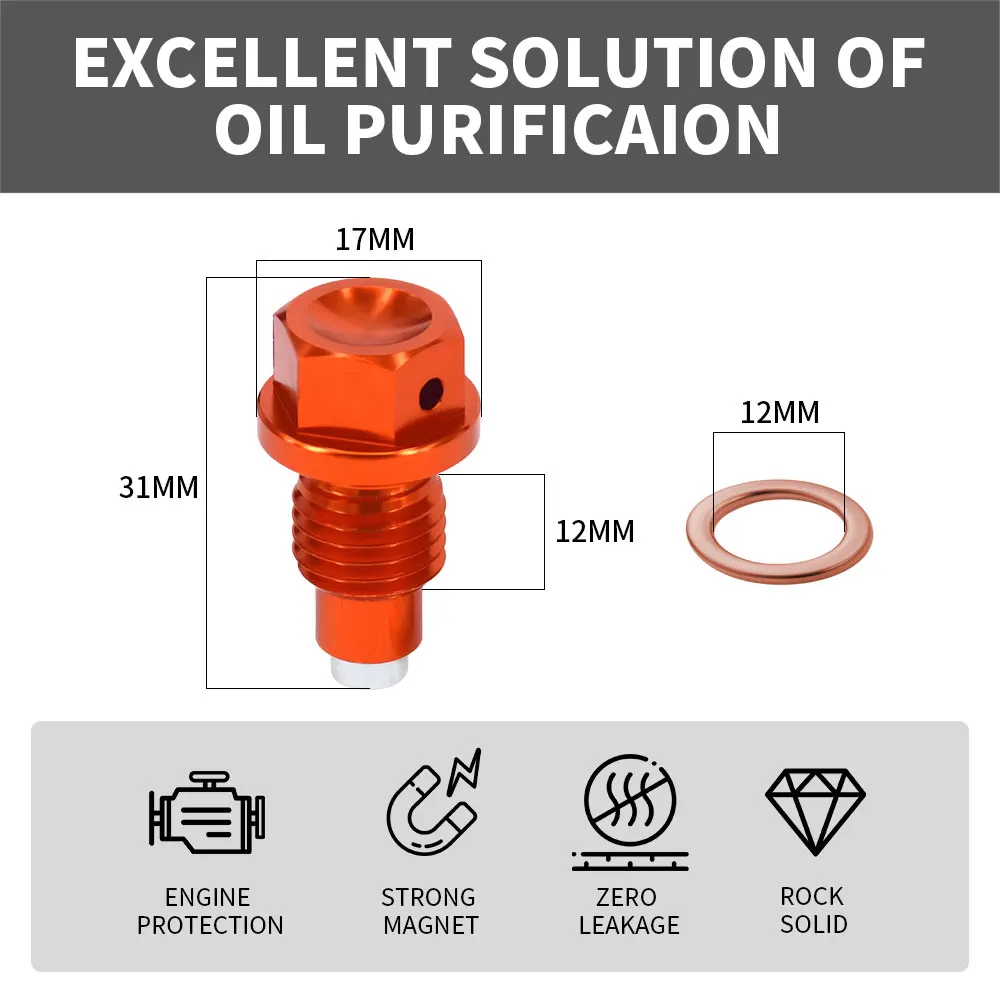 M12*1.5 Magnetic Frame Oil Drain Plug Bolt Screw For KTM SX XC XCF XCW SXF EXC EXCF 125 200 250 300 350 450 530 SMR Duke 450-690