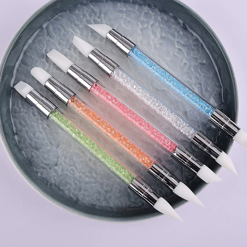 Doppelseitiger Silikon-Nagelkunst-Stift, Nagelkunst-Pinsel, Spiegelglitter-Puder, Punktier- und Malstift für Maniküre – Detail 15