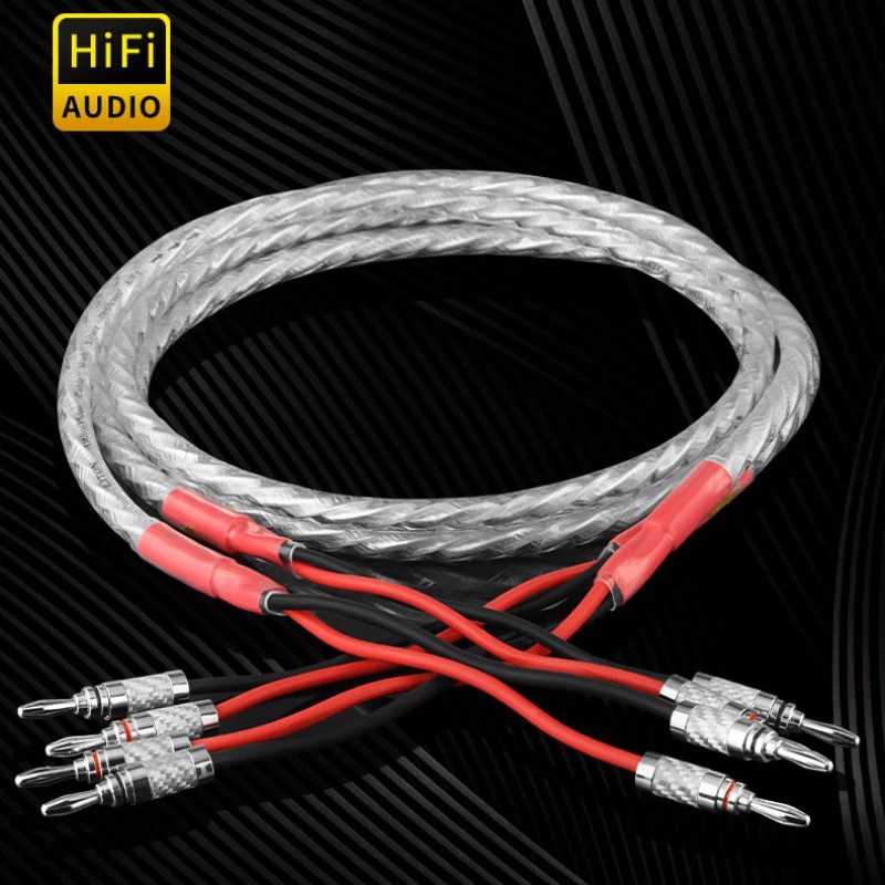 Hi-end Liton Speaker Cable Silver Plated Copper Horn Cable Loudspeaker Wire Carbon Fibre Banana Plug