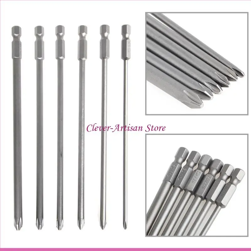 E06b 6pcs/set 1/4 Shank 150mm Steel للعبور للبراغي الرأس