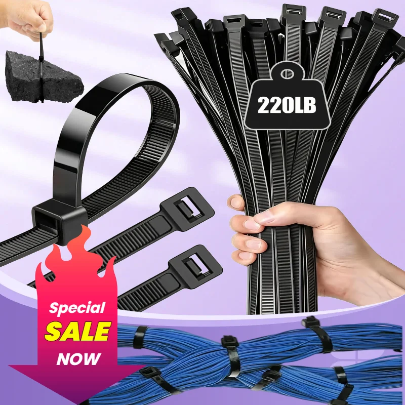 Self-locking Plastic Nylon Tie Black Fastening Strap Cable-Tie-Set Cable Zip Tie Fastening Ring Zip Wraps Strap Tie  Cable Tie
