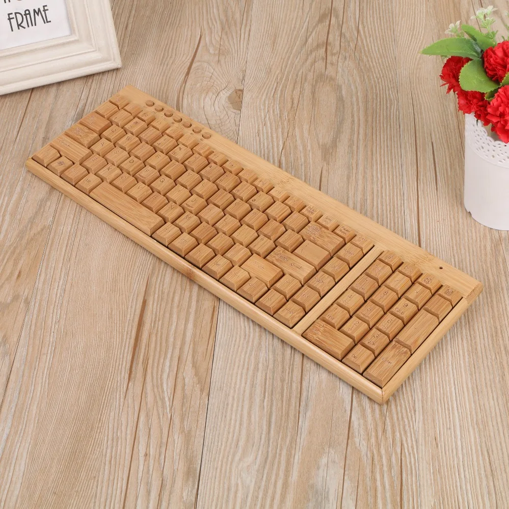 Wireless Bamboo Keyboard Mouse Set Two-Key Area Computer Accessories New Style For Yixin919 (002)