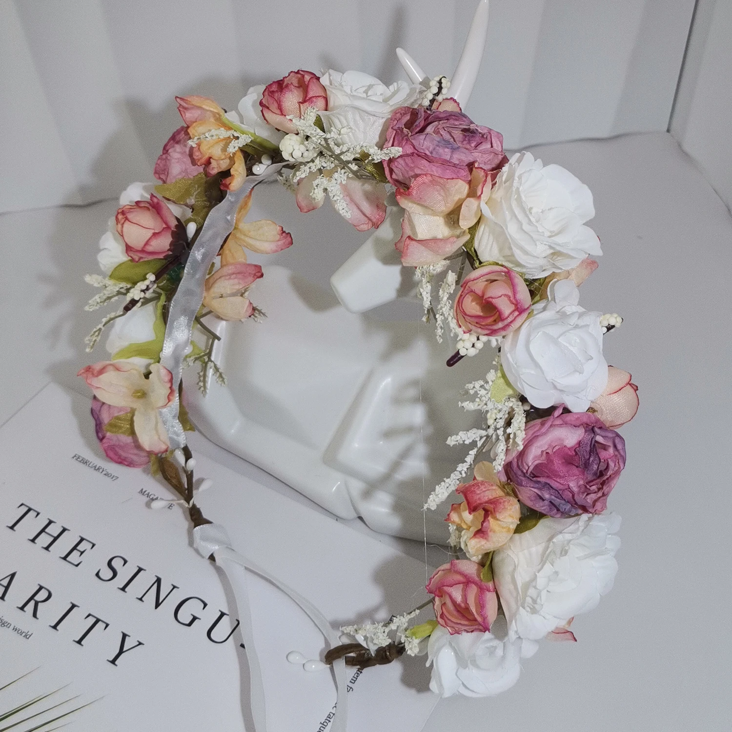 

Adjustable Girls Flower Headband Wedding Hair Accessories Women Headdress Engagement Headpiece Bridal Hairwear Flower crown