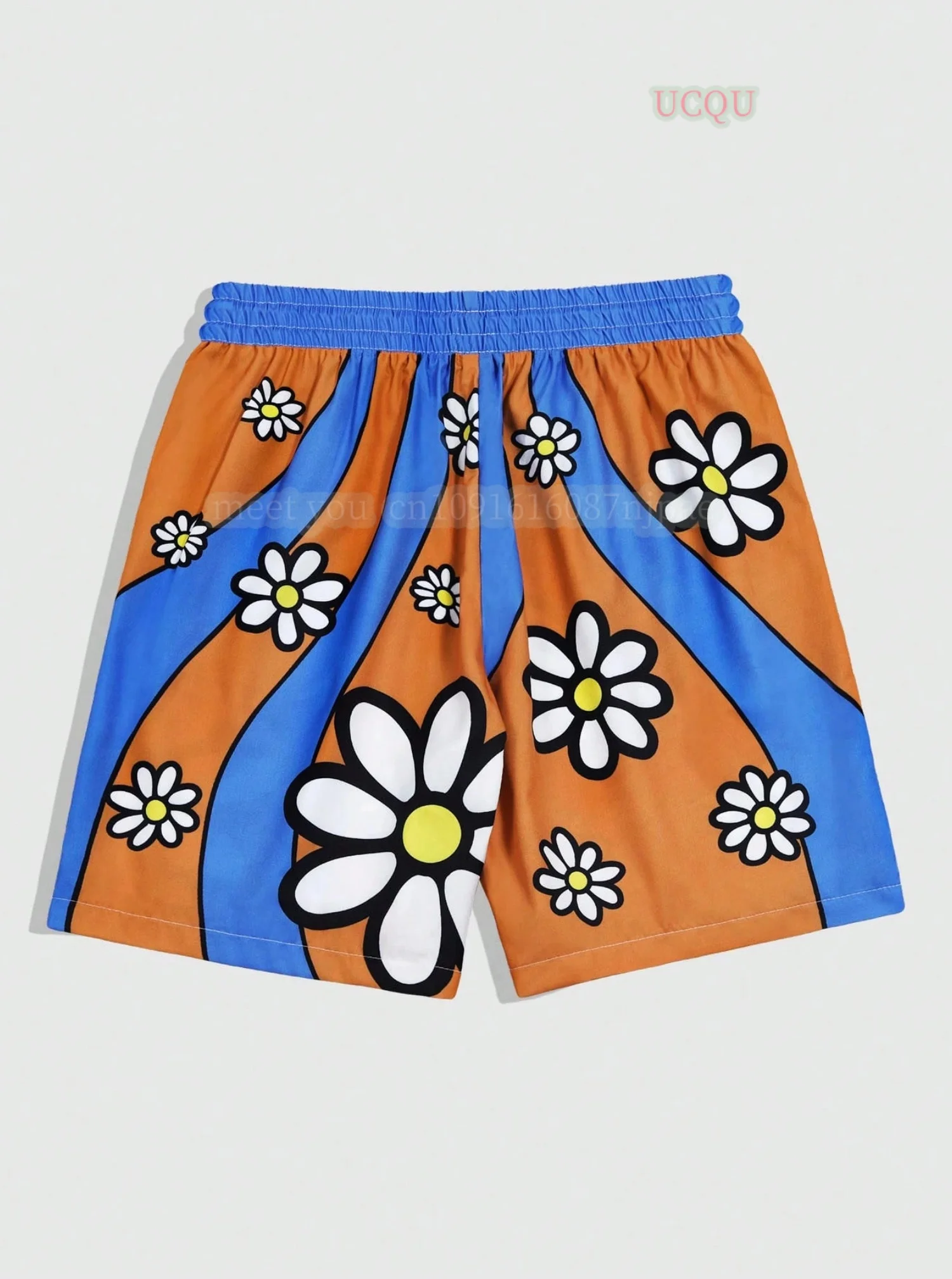 2025 new Women American Daisy Printing Short Pants Hawaiian Beach Shortslady Seaside Beach Casual Shorts Women Clothing