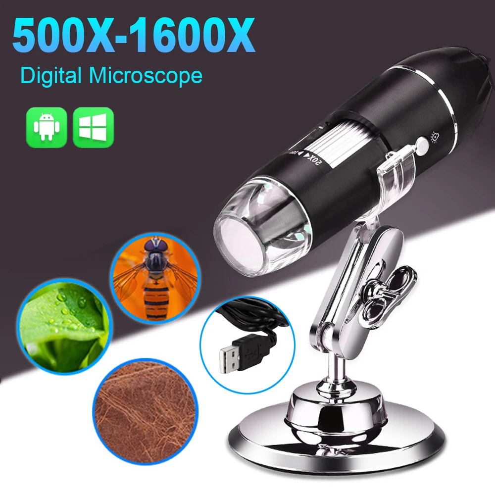 1600X 1000X 500X Digital Microscope Camera C USB Type Portable Electronic Microscope For Soldering Magnifier Cell Phone Repair