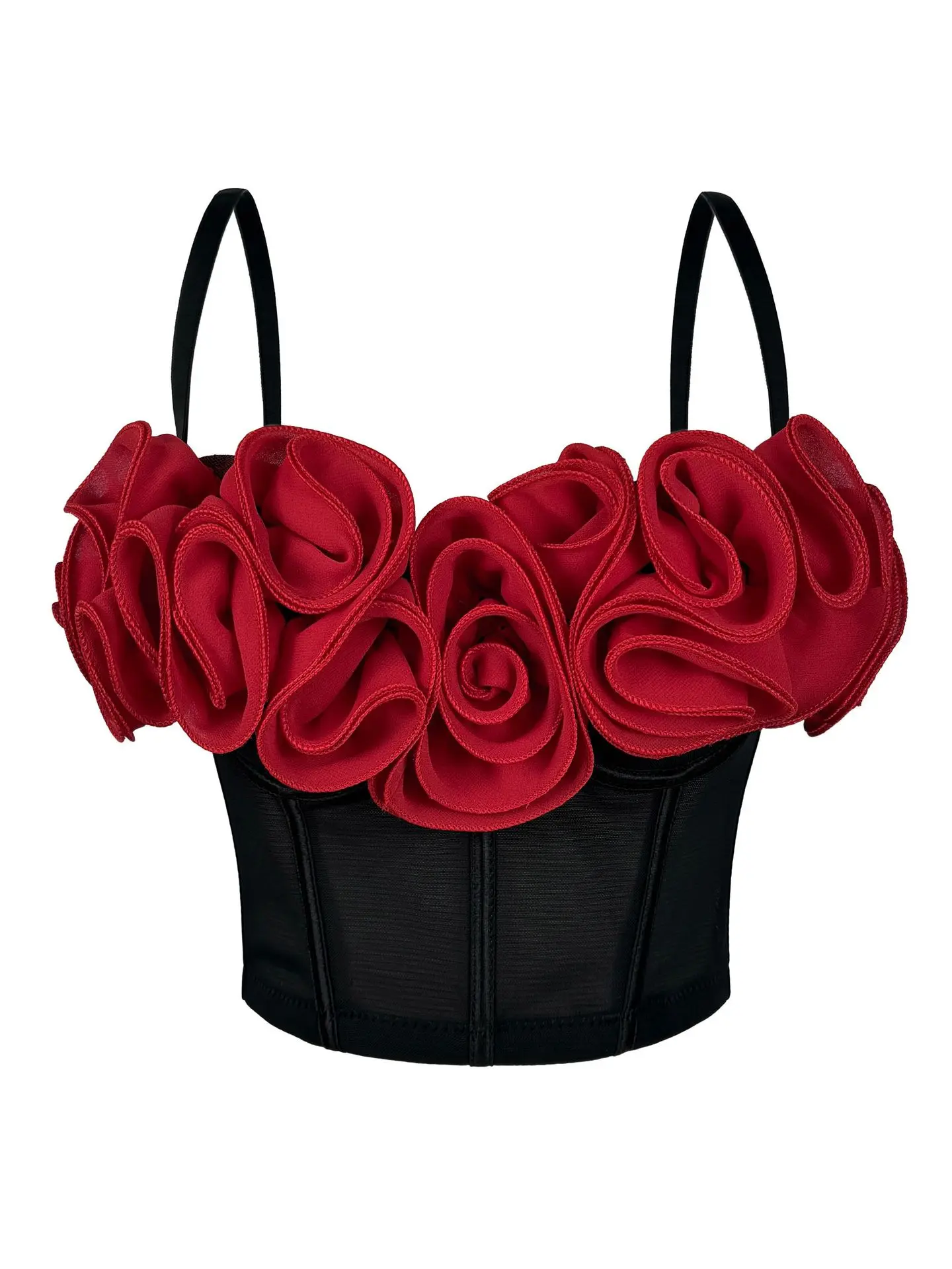 

3D Flower Corset Vest Y2k Clothes Women Mesh Breathable Bra Tank Tops Sexy Underwear Crop Top Fashion Night Out Party Rave Vests