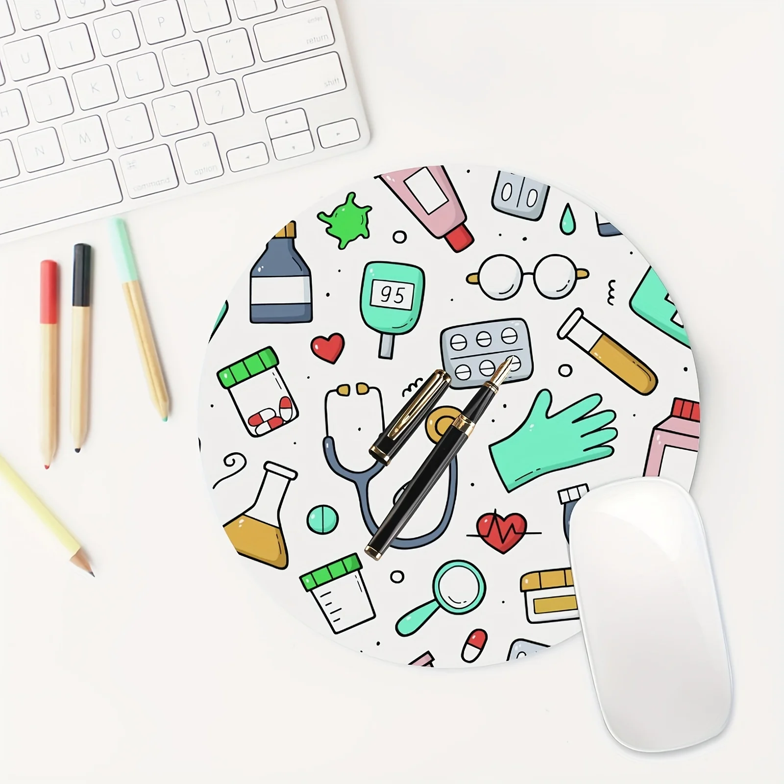 Round Nurses Doctors Office Rug Non Slip Rubber Mouse Pad Gamers Desk Mat Mousepad Mouse Mat Playmat Set Up Desk Organizer