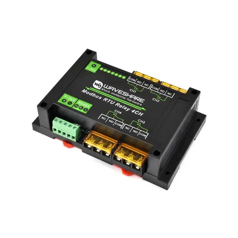 VivaCIndustrial Modbus RTU 4-Relay Module With RS485 Interface, 30A High Current, Onboard LED Indicators, Multi Protecti