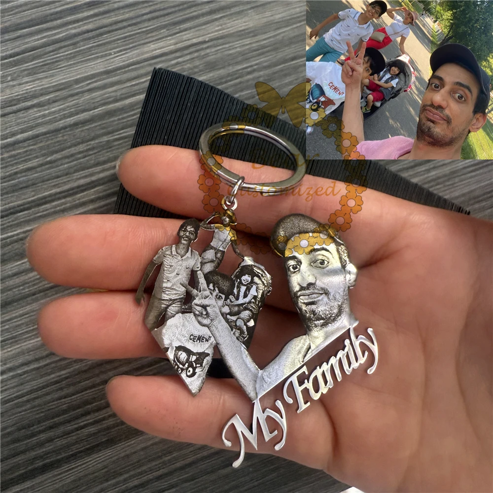 Family keychain customizable photos of family members keyring ,Customized family photos pets and other warm moment，Family Gifts