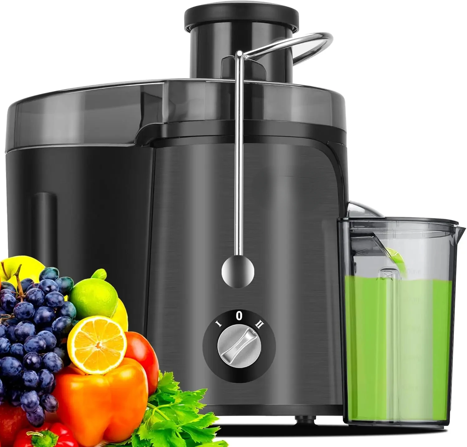 

Juicer Machine, 600W Juicer with 3.5” Wide Chute Whole Fruits and Veg, Juice Extractor with 3 Speeds BPA Free, Easy to Clean