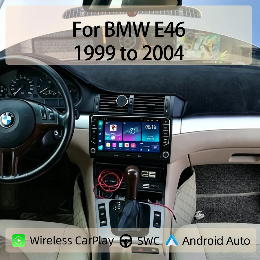 

7" Android Car Radio Type-C For BMW E46 1999 to 2004 Wireless CarPlay Android Auto GPS Nav Bluetooth Steering Control