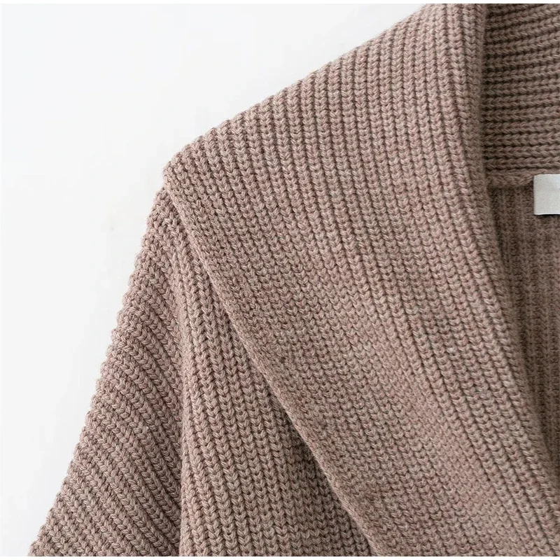 Damen-Strickjacke mit langen Ärmeln, doppelreihig geknöpft, locker geschnitten, im High-Street-Stil, lässige Oberbekleidung, Neu – Detail 10