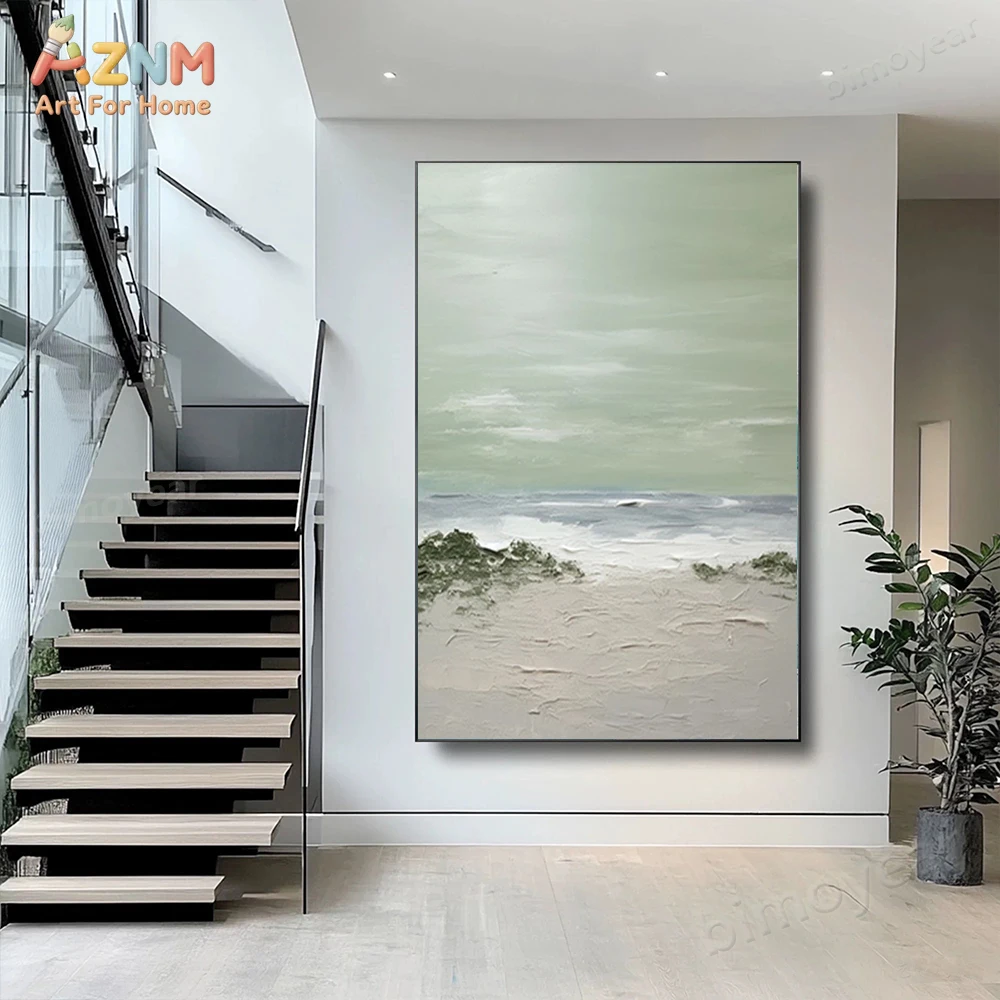 AZNM 100% Hand Painted Abstract Painting Sea view sailboat Wall Art Picture On Canvas gold Mural For Living Room Home Decor Pain