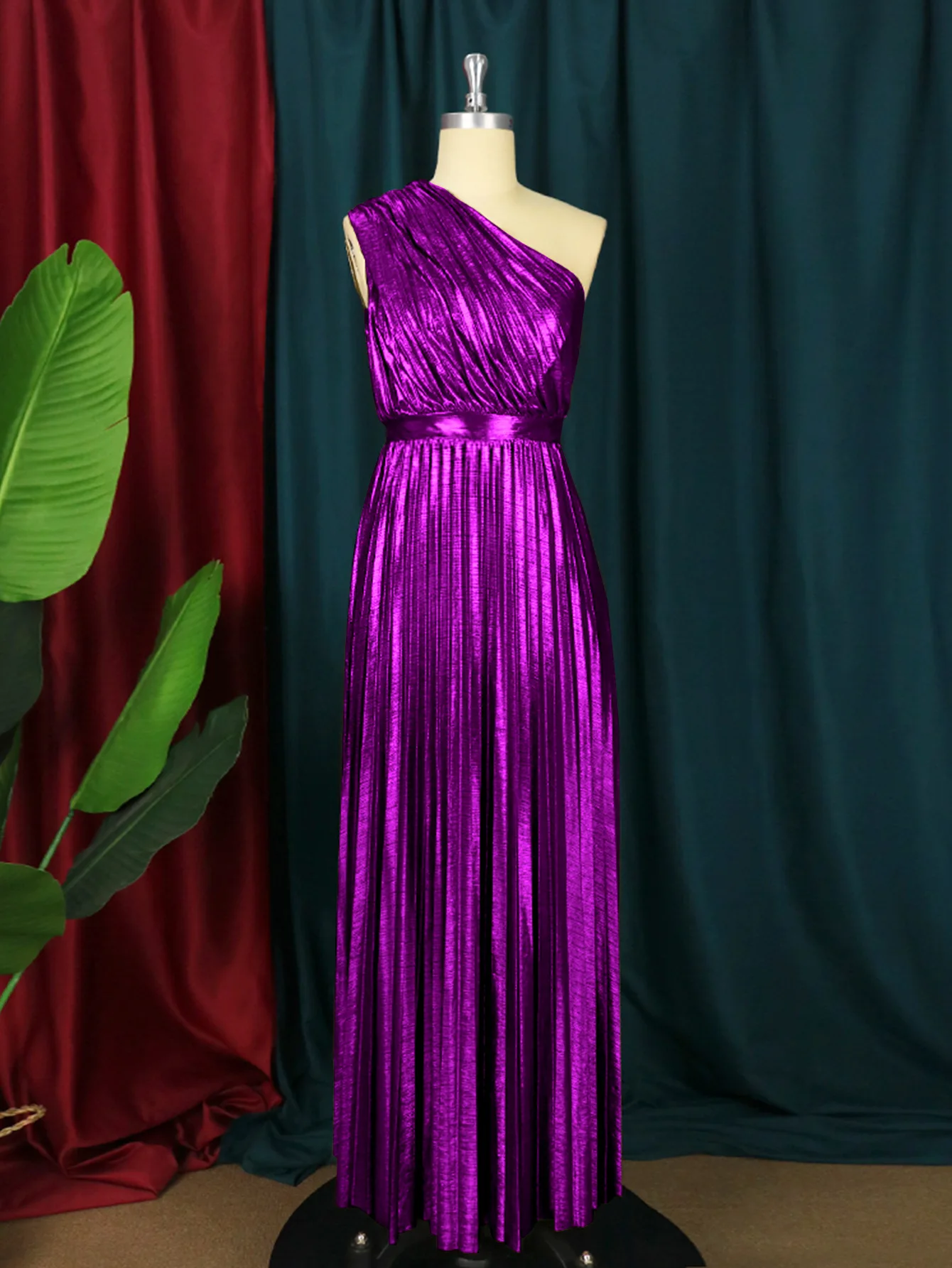 luxury women's dress backless pleated woman clothes high waist full-length elegant party dresses long prom evening dress hxy305